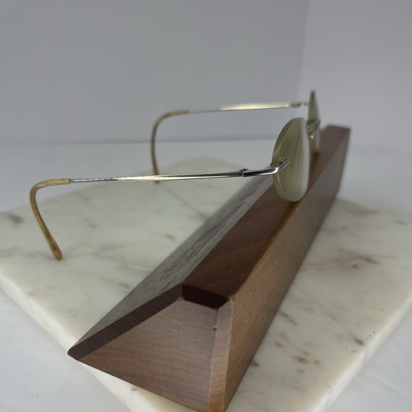 Vintage Rimless Eyeglasses Oval Retro Professor Grandma Light Academia Gold Tone - Picture 3 of 9